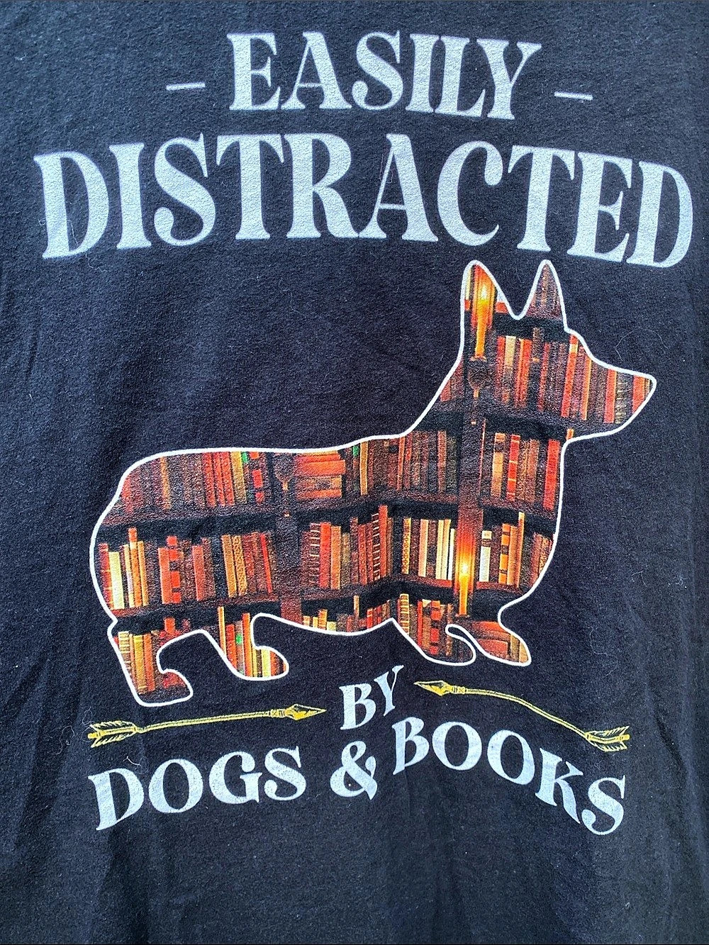 Port & Company Fan Favorite Corgi Ladies XXL "Easily Distracted by Dogs & Books"